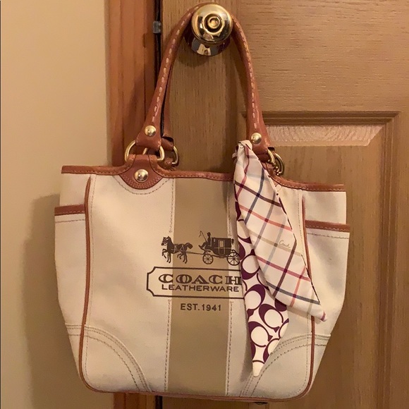 Coach Handbags - Coach Bleecker Canvas Tote with Silk Scarf, #11791